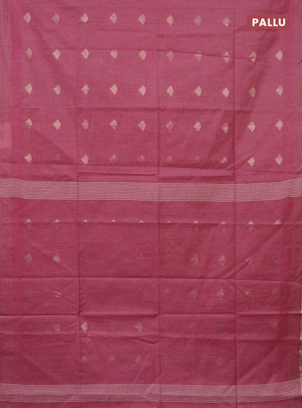 Semi bamboo saree pink shade with allover thread weaves & zari buttas and zari woven piping border