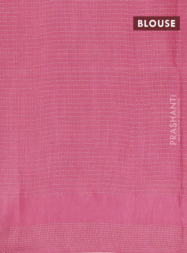 Semi bamboo saree pink shade with allover thread weaves & zari buttas and zari woven piping border