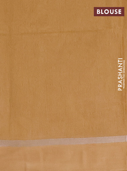 Semi bamboo saree mustard yellow with silver zari woven buttas and zari woven simple border