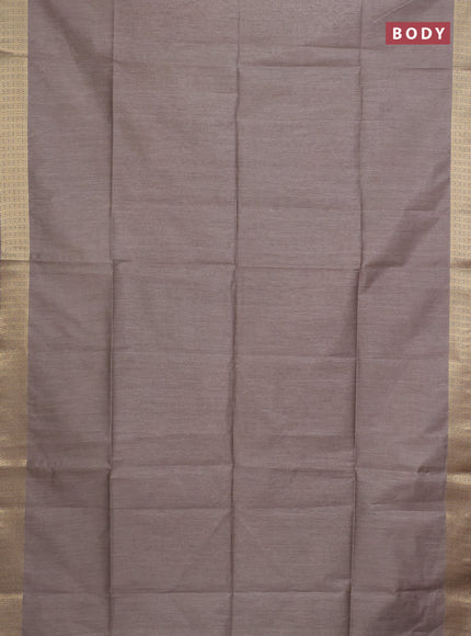 Semi bamboo saree grey with plain body and zari woven border