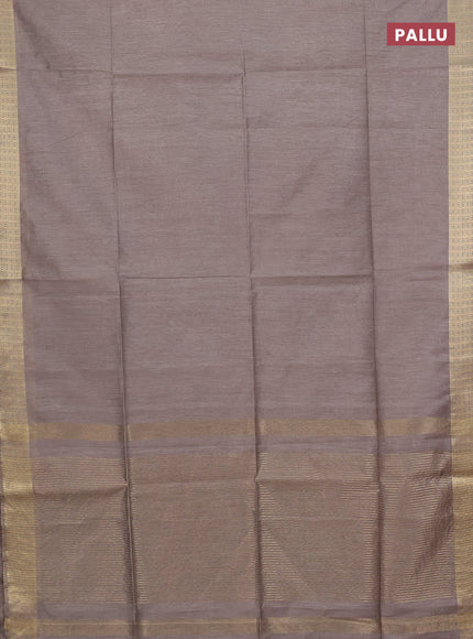 Semi bamboo saree grey with plain body and zari woven border
