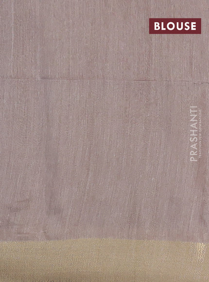 Semi bamboo saree grey with plain body and zari woven border