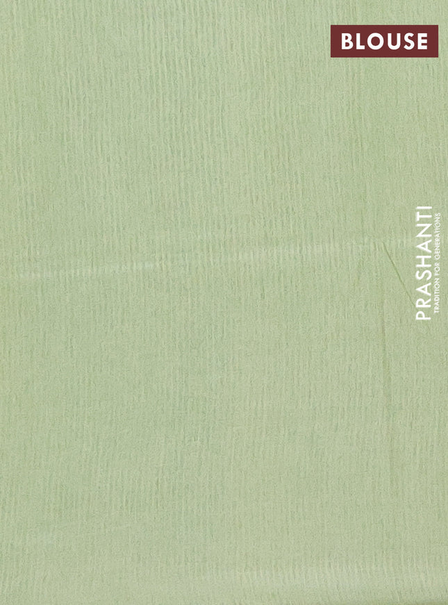 Semi bamboo saree light blue and pastel green with allover thread weaves and simple border