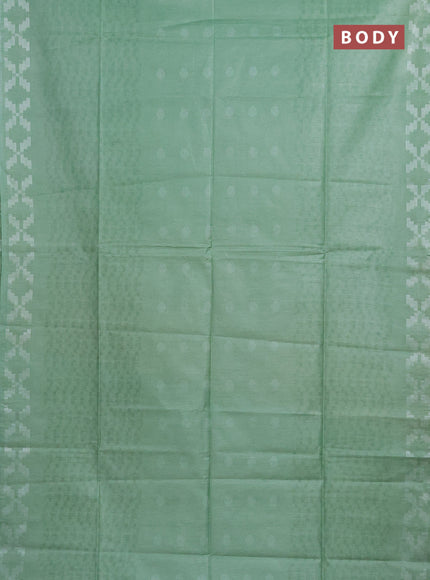 Semi bamboo saree pastel green and yellow with allover thread weaves and simple border