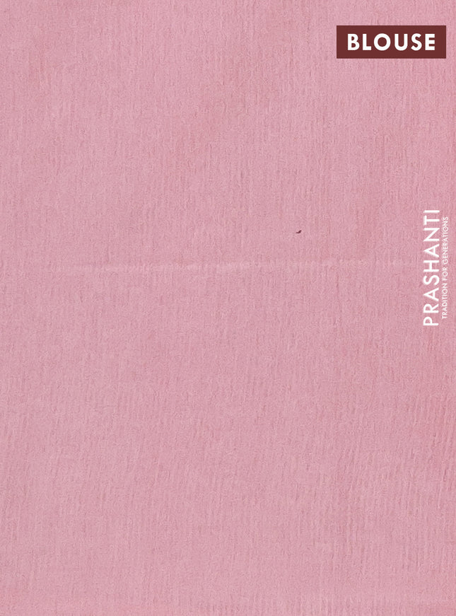 Semi bamboo saree pastel grey and peach pink with allover thread weaves and simple border