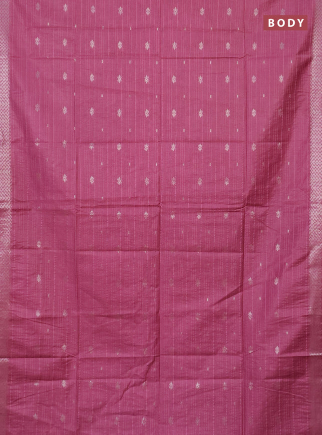 Semi bamboo saree pink shade with thread weaves & zari buttas and zari woven border