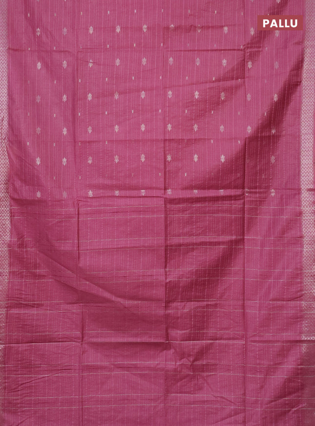 Semi bamboo saree pink shade with thread weaves & zari buttas and zari woven border