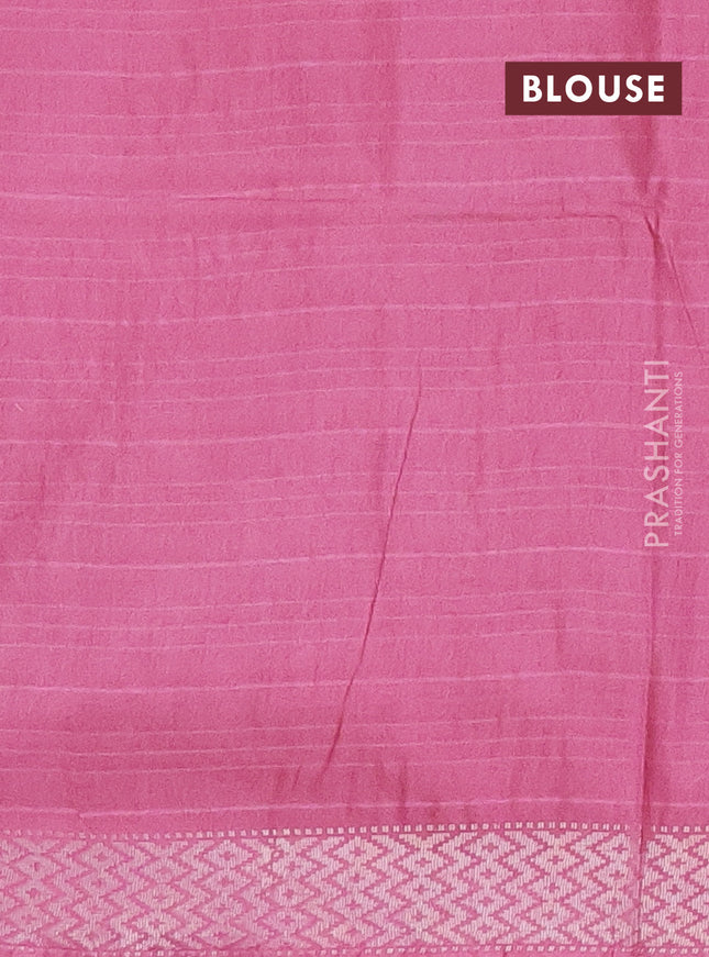 Semi bamboo saree pink shade with thread weaves & zari buttas and zari woven border