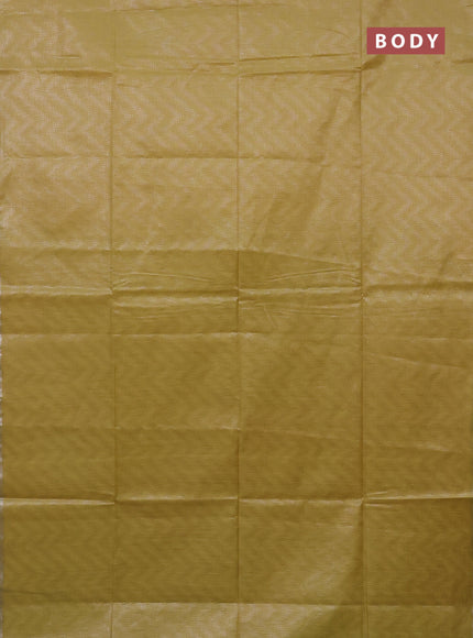 Semi bamboo tissue saree lime yellow and light blue with allover silver zari weaves and zari woven piping border