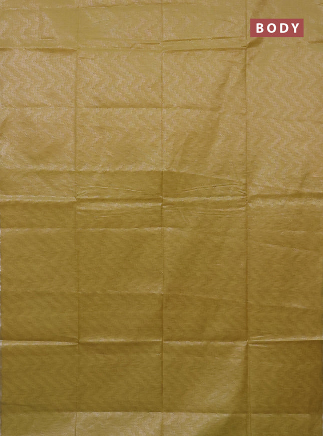 Semi bamboo tissue saree lime yellow and light blue with allover silver zari weaves and zari woven piping border