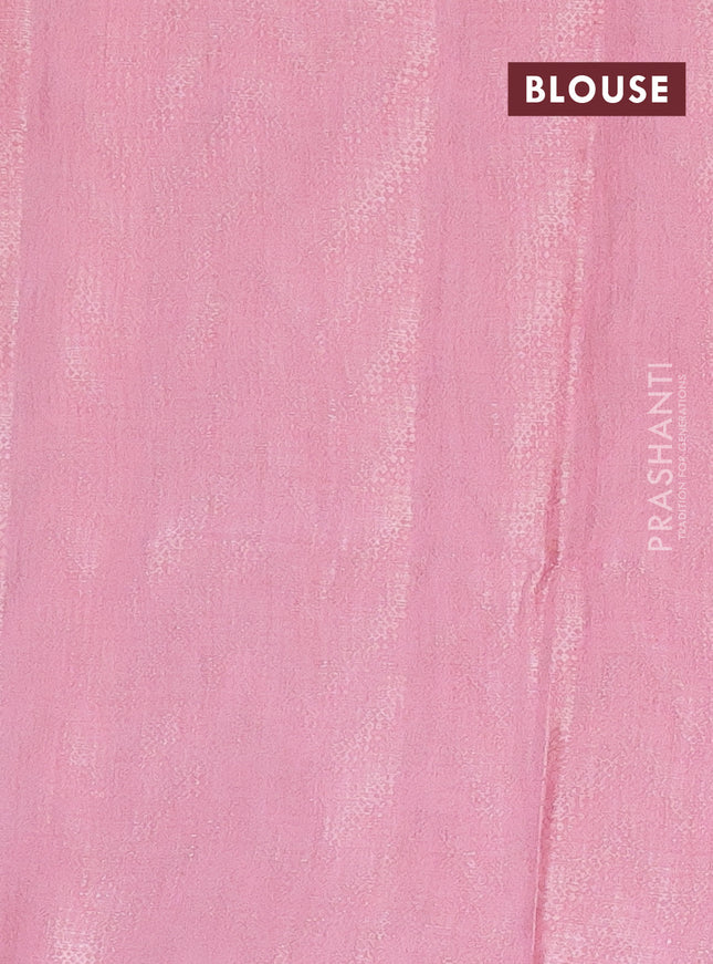 Semi bamboo tissue saree grey and peach pink with allover silver zari weaves and zari woven piping border