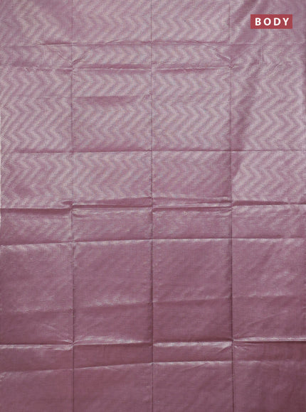 Semi bamboo tissue saree pastel pink and beige with allover silver zari weaves and zari woven piping border