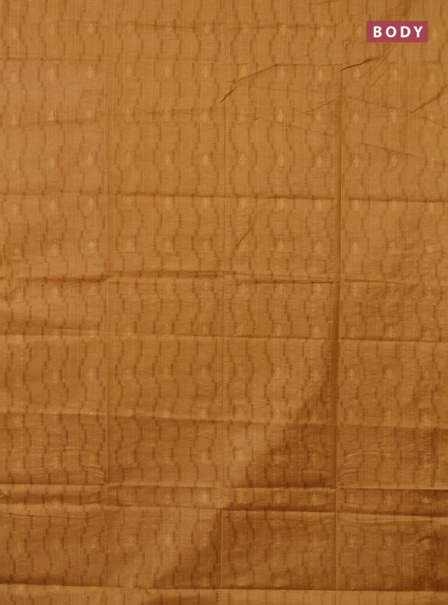 Semi bamboo saree mustard yellow with allover thread weaves in borderless style