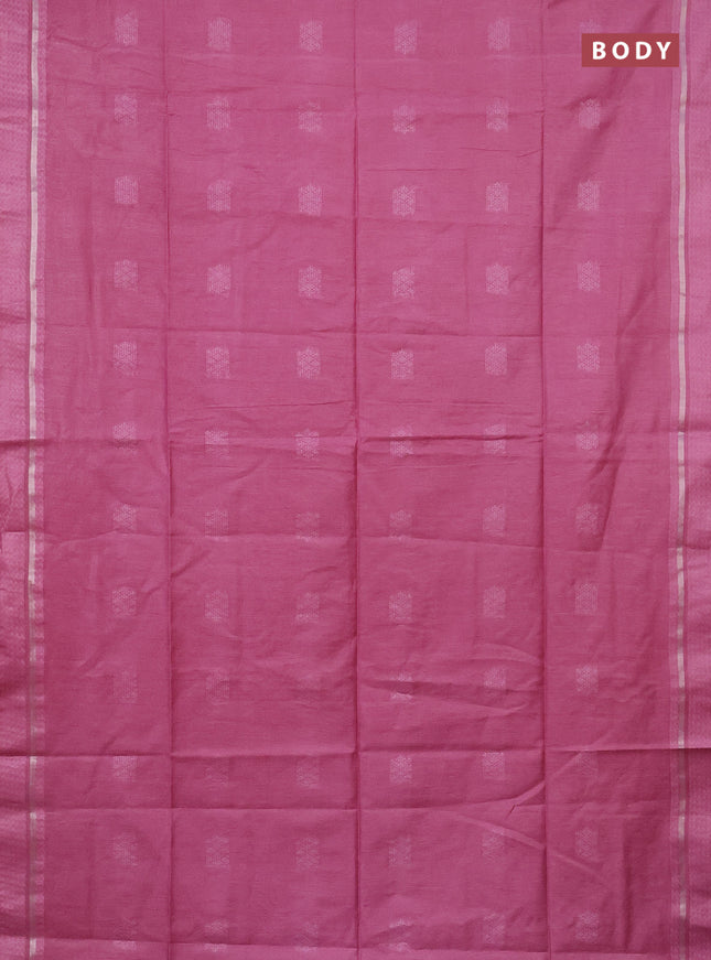 Semi bamboo saree light pink with woven buttas and zari woven simple border