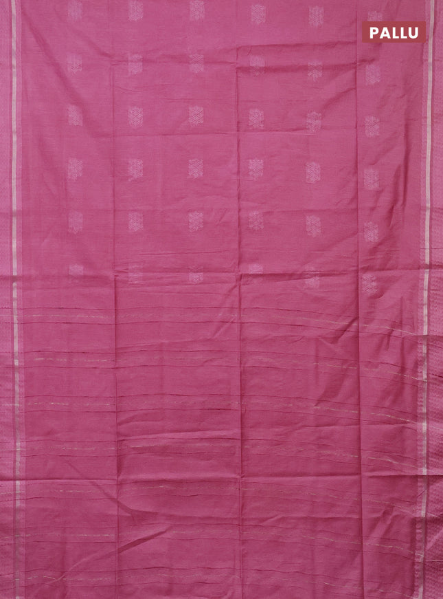 Semi bamboo saree light pink with woven buttas and zari woven simple border