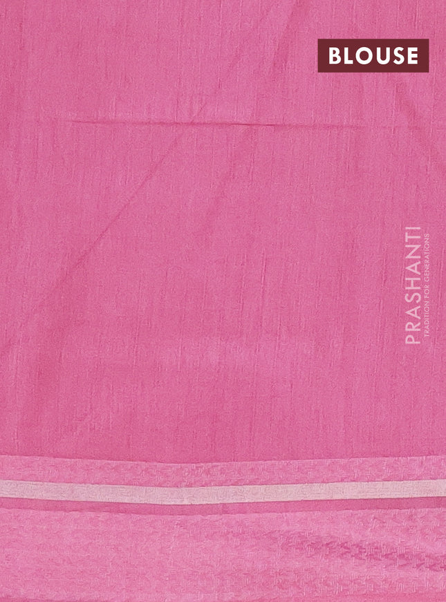 Semi bamboo saree light pink with woven buttas and zari woven simple border