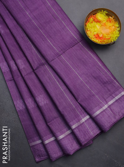 Semi bamboo saree lavender with woven buttas and zari woven simple border