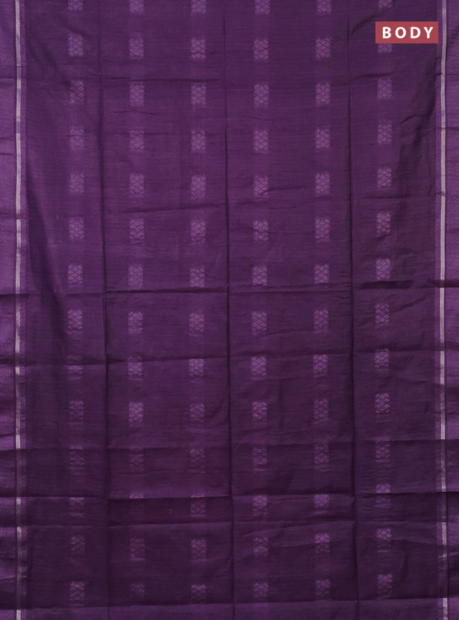 Semi bamboo saree lavender with woven buttas and zari woven simple border