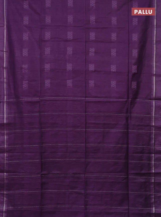 Semi bamboo saree lavender with woven buttas and zari woven simple border