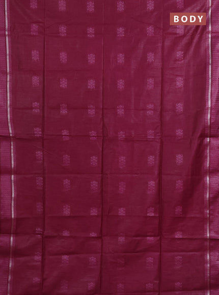Semi bamboo saree wine shade with woven buttas and zari woven simple border