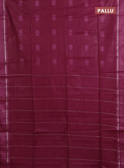 Semi bamboo saree wine shade with woven buttas and zari woven simple border