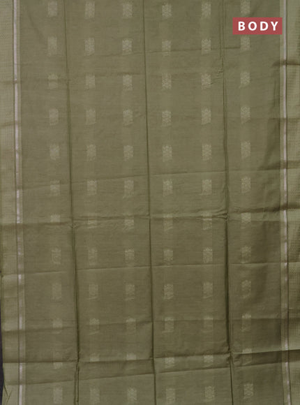 Semi bamboo saree pastel green with woven buttas and zari woven simple border