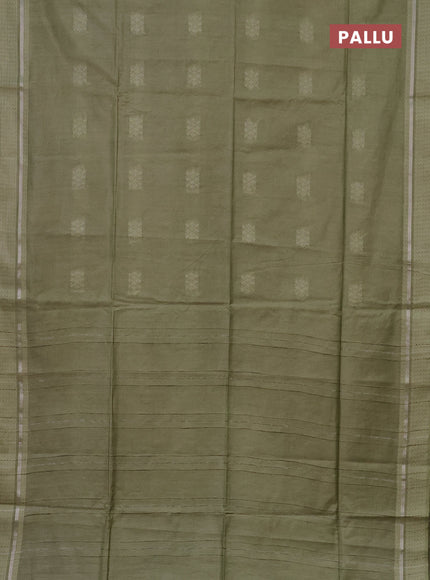 Semi bamboo saree pastel green with woven buttas and zari woven simple border
