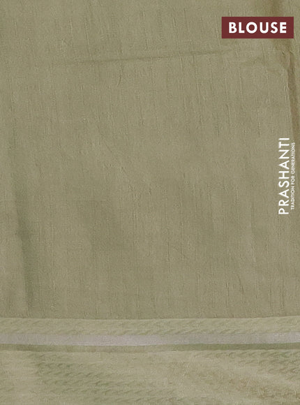 Semi bamboo saree pastel green with woven buttas and zari woven simple border