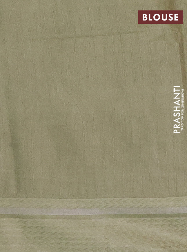 Semi bamboo saree pastel green with woven buttas and zari woven simple border