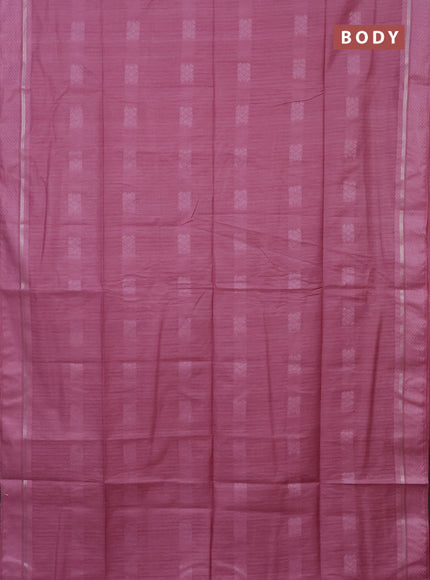 Semi bamboo saree pastel pink with woven buttas and zari woven simple border