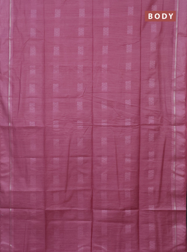 Semi bamboo saree pastel pink with woven buttas and zari woven simple border