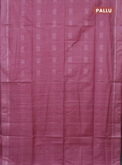 Semi bamboo saree pastel pink with woven buttas and zari woven simple border