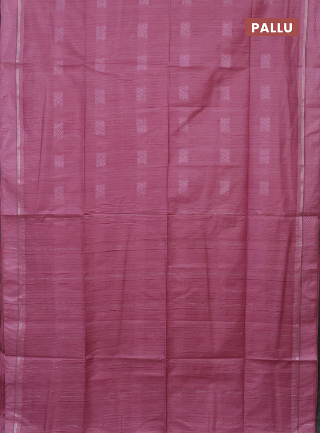 Semi bamboo saree pastel pink with woven buttas and zari woven simple border