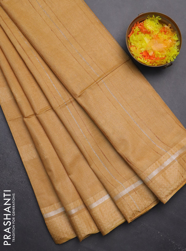 Semi bamboo saree mustard yellow with woven buttas and zari woven simple border