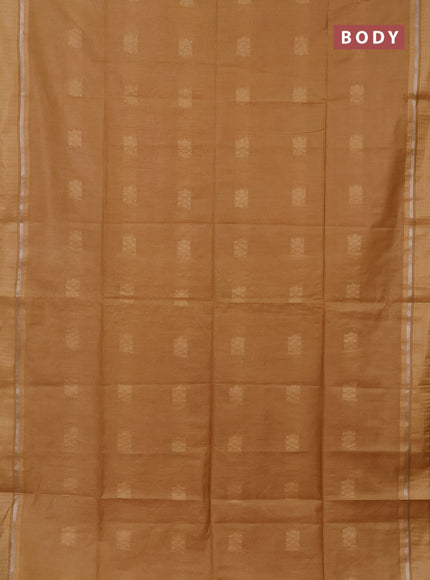 Semi bamboo saree mustard yellow with woven buttas and zari woven simple border