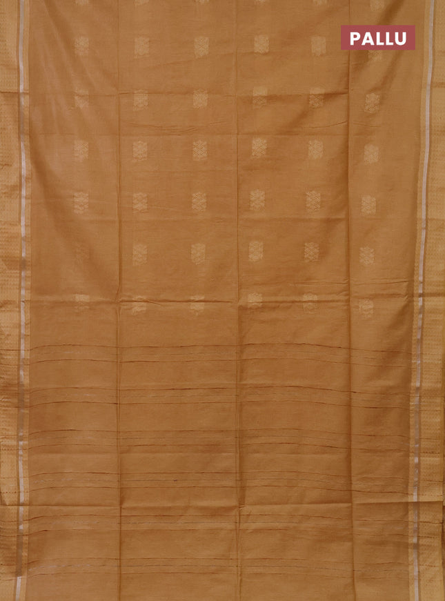 Semi bamboo saree mustard yellow with woven buttas and zari woven simple border