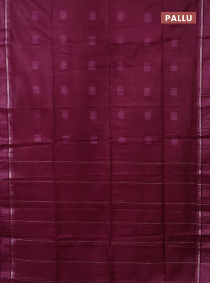 Semi bamboo saree magenta pink with woven buttas and zari woven simple border
