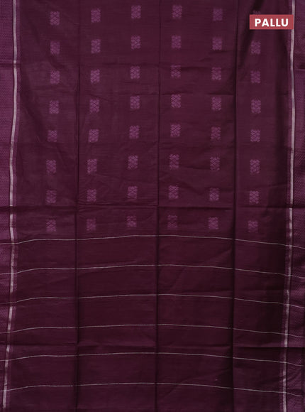 Semi bamboo saree wine shade with woven buttas and zari woven simple border
