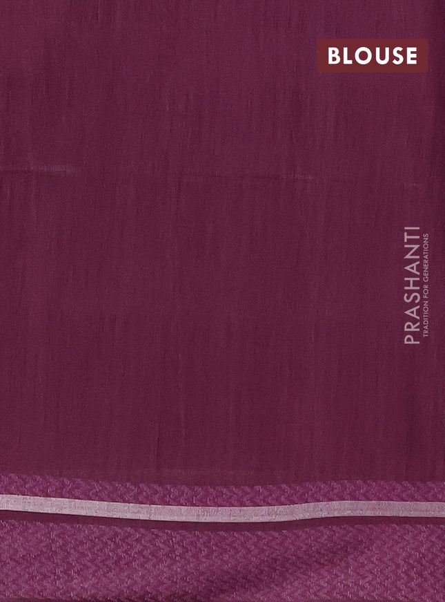 Semi bamboo saree wine shade with woven buttas and zari woven simple border