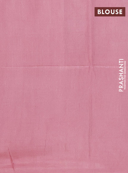 Semi bamboo saree peach pink with woven buttas in borderless style