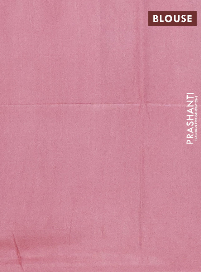 Semi bamboo saree peach pink with woven buttas in borderless style