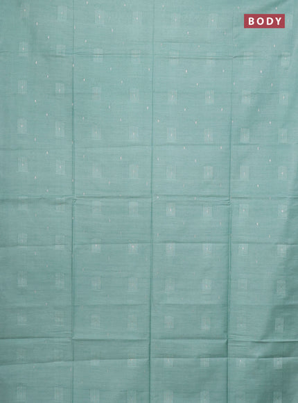 Semi bamboo saree pastel green with woven buttas in borderless style