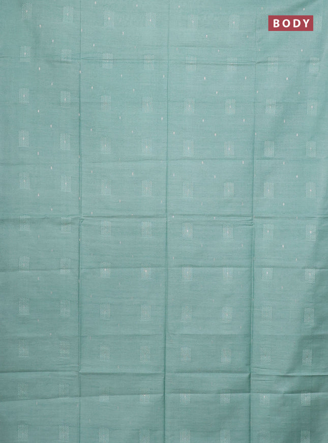 Semi bamboo saree pastel green with woven buttas in borderless style