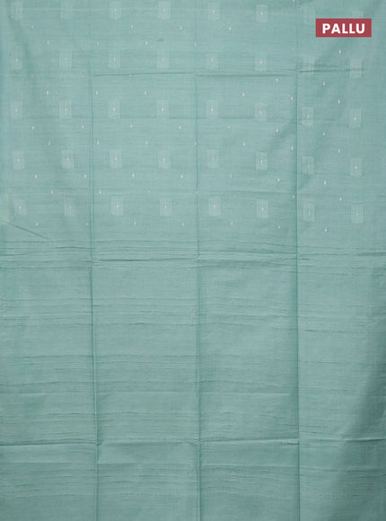 Semi bamboo saree pastel green with woven buttas in borderless style