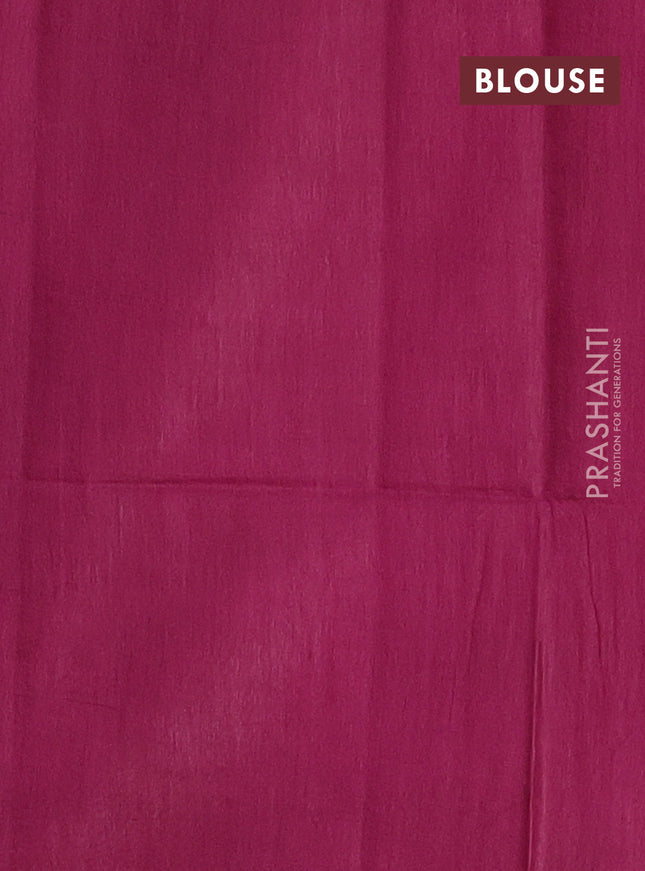 Semi bamboo saree dark magenta pink with woven buttas in borderless style