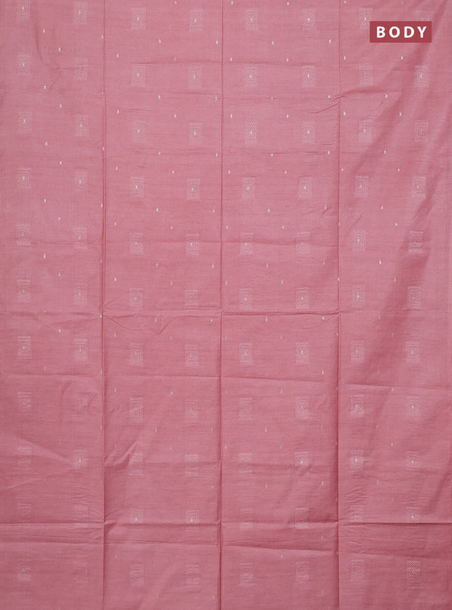 Semi bamboo saree pastel pink with woven buttas in borderless style