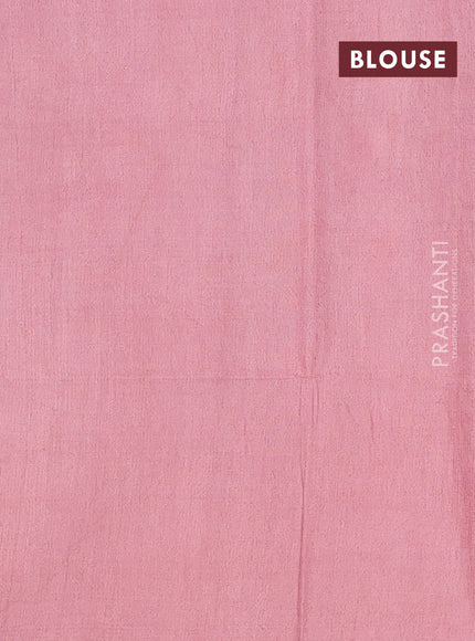 Semi bamboo saree pastel pink with woven buttas in borderless style