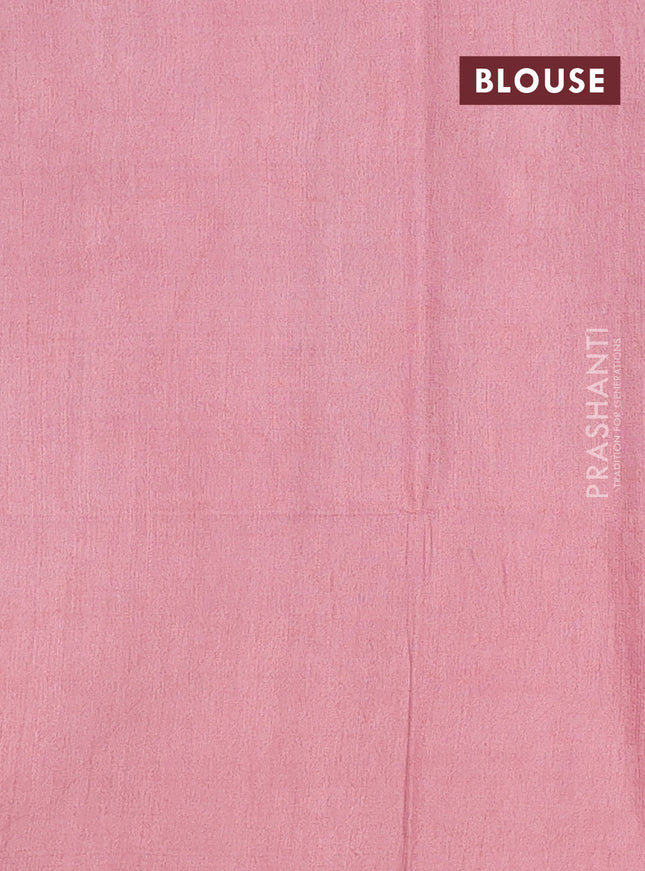 Semi bamboo saree pastel pink with woven buttas in borderless style
