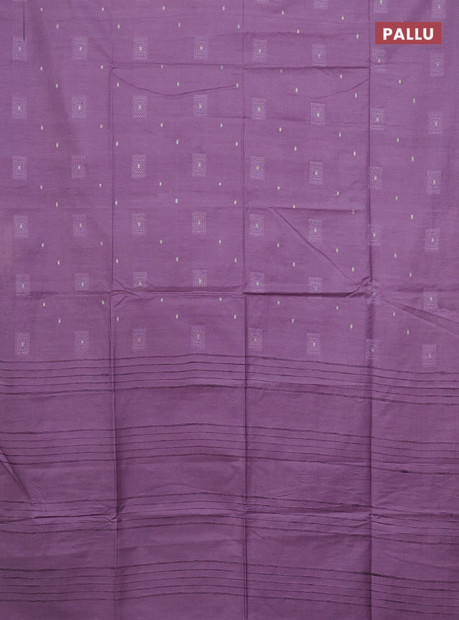Semi bamboo saree lavender with woven buttas in borderless style