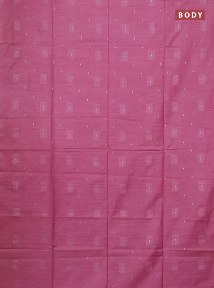 Semi bamboo saree pink shade with woven buttas in borderless style